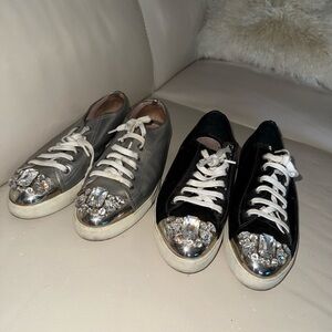 Lot of 2 Miu Miu Velvet and Leather Sneakers
